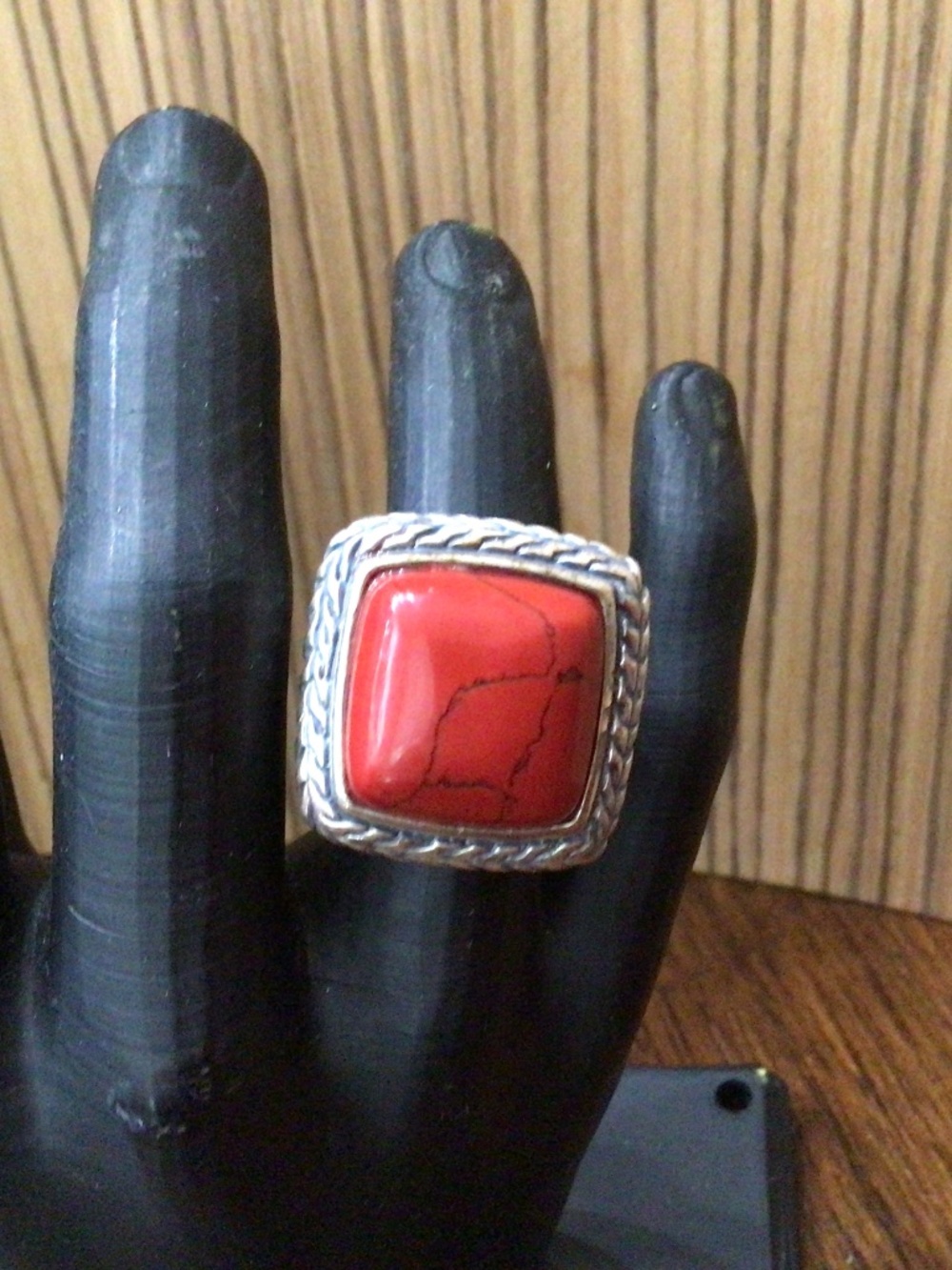 Fashion ring, with a large red stone. Size 6  great shape